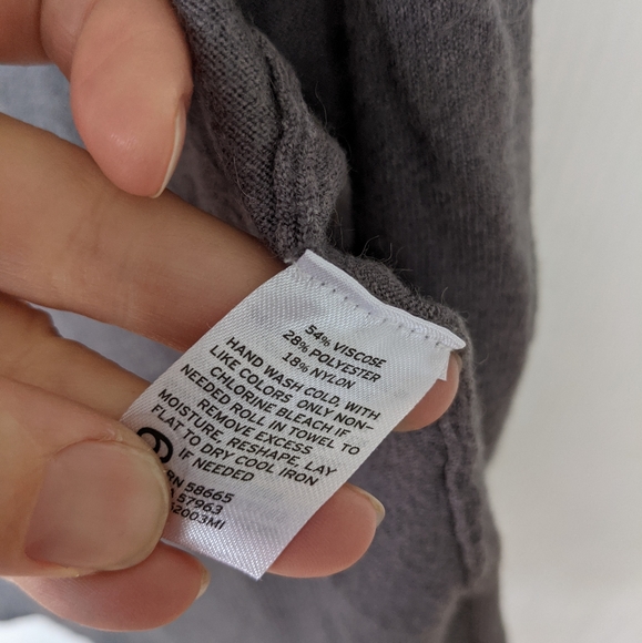 HINGE bell sleeve open front longline gray cardigan sweater - Picture 11 of 11